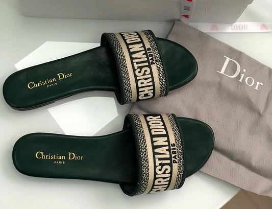 Женские зеленые шлепки Christian Dior