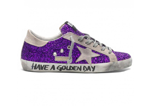 Женские кеды Golden Goose Superstar с фиолетовыми блесками