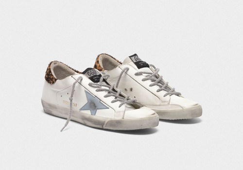 Женские кеды Golden Goose Superstar пятка леопард