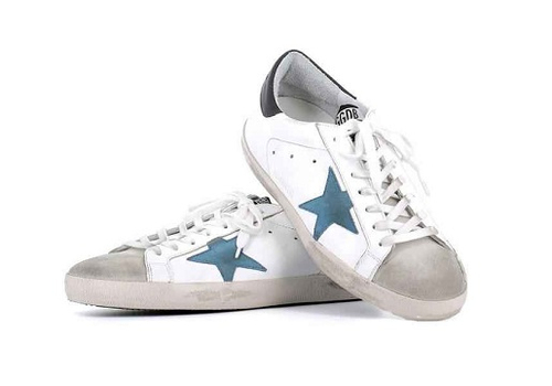 Женские кеды Golden Goose Superstar с голубой звездой