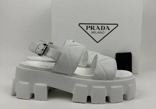 Женские кожаные сандалии Prada Monolith белые