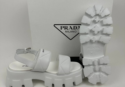 Женские кожаные сандалии Prada Monolith белые