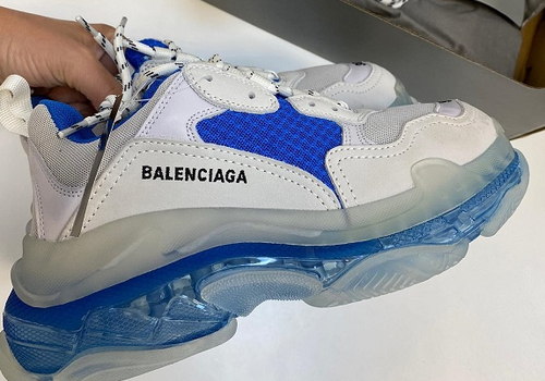 Женские кроссовки Balenciaga Triple S белые с синим