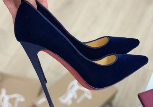 Женские туфли из бархата Christian Louboutin Pigalle синие