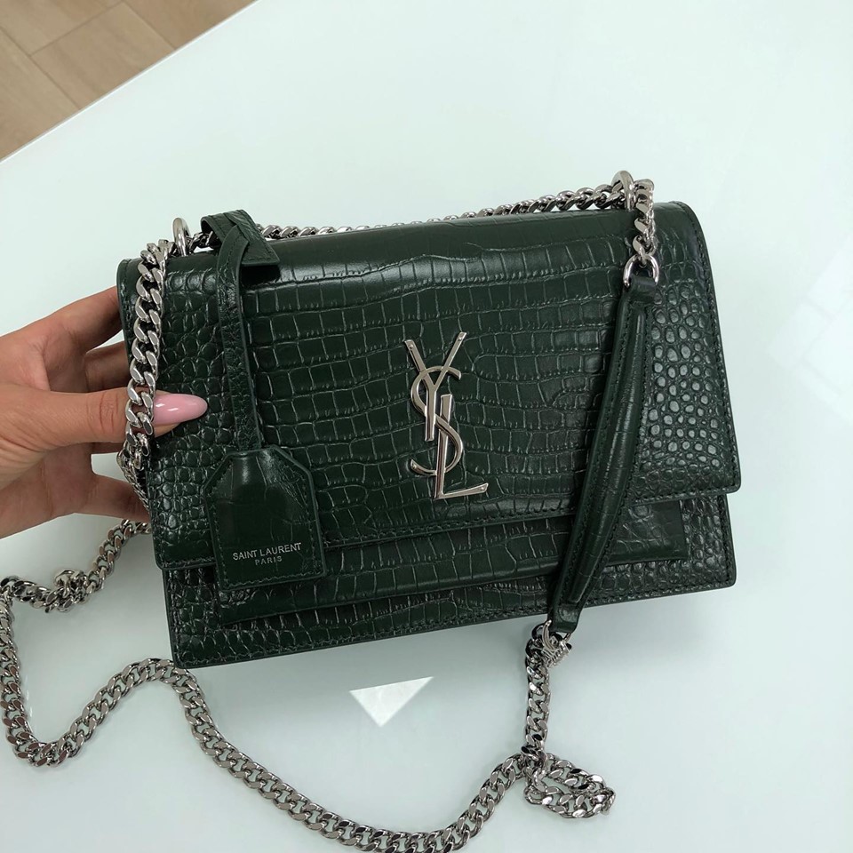 Женская сумка Yves Saint Laurent Sunset темно-зеленая