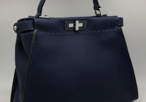 Женская сумка Fendi Peekaboo Medium темно -синяя